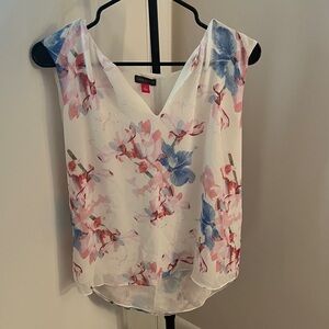 Vince Camuto V-Neck Blouse - Pink and Blue